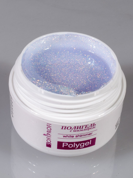 Полигель для маникюра с шиммером White Shimmer Sofiprofi Shimmer Polygel, 15 мл